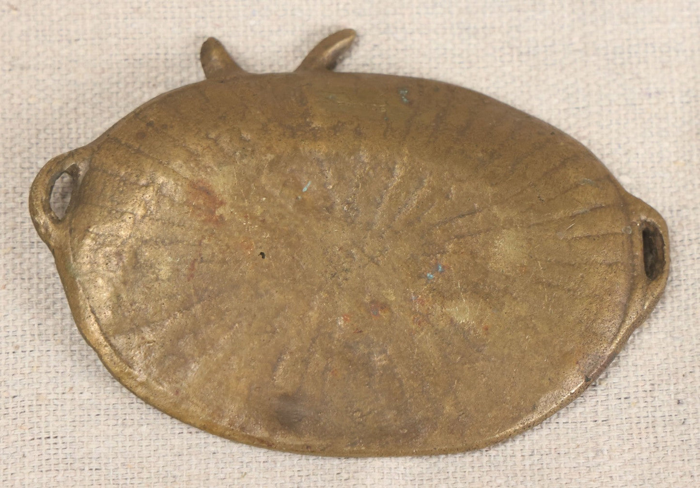 Lot 050 - Antique French Aesthetic Movement Brass Tray With Basket-Weave Ground, Branch, And Mouse Motifs, Marked France