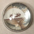 Lot 052 - Antique Glass Paperweight With Ostrich Feathers, Mirror Back, And Photograph Of Ostrich Chicks And Child At South Pasadena Ostrich Farm, Copyrighted 1898 By Graham