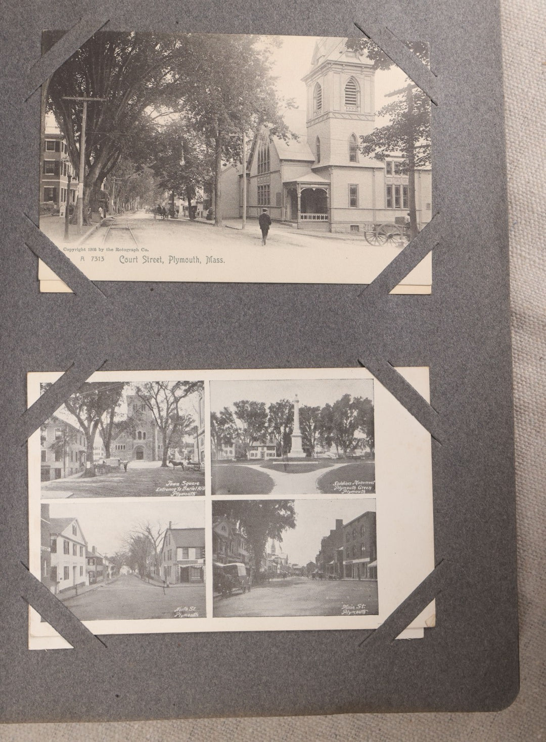 Lot 054 - Antique Postcard Album With Red Cover Containing Approximately 150 Antique And Vintage Postcards, New England, Holidays Including Christmas And Easter, Domestic, And International Subjects