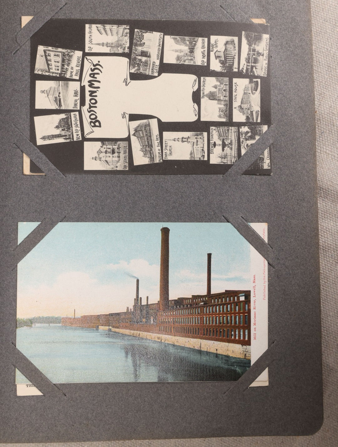 Lot 054 - Antique Postcard Album With Red Cover Containing Approximately 150 Antique And Vintage Postcards, New England, Holidays Including Christmas And Easter, Domestic, And International Subjects