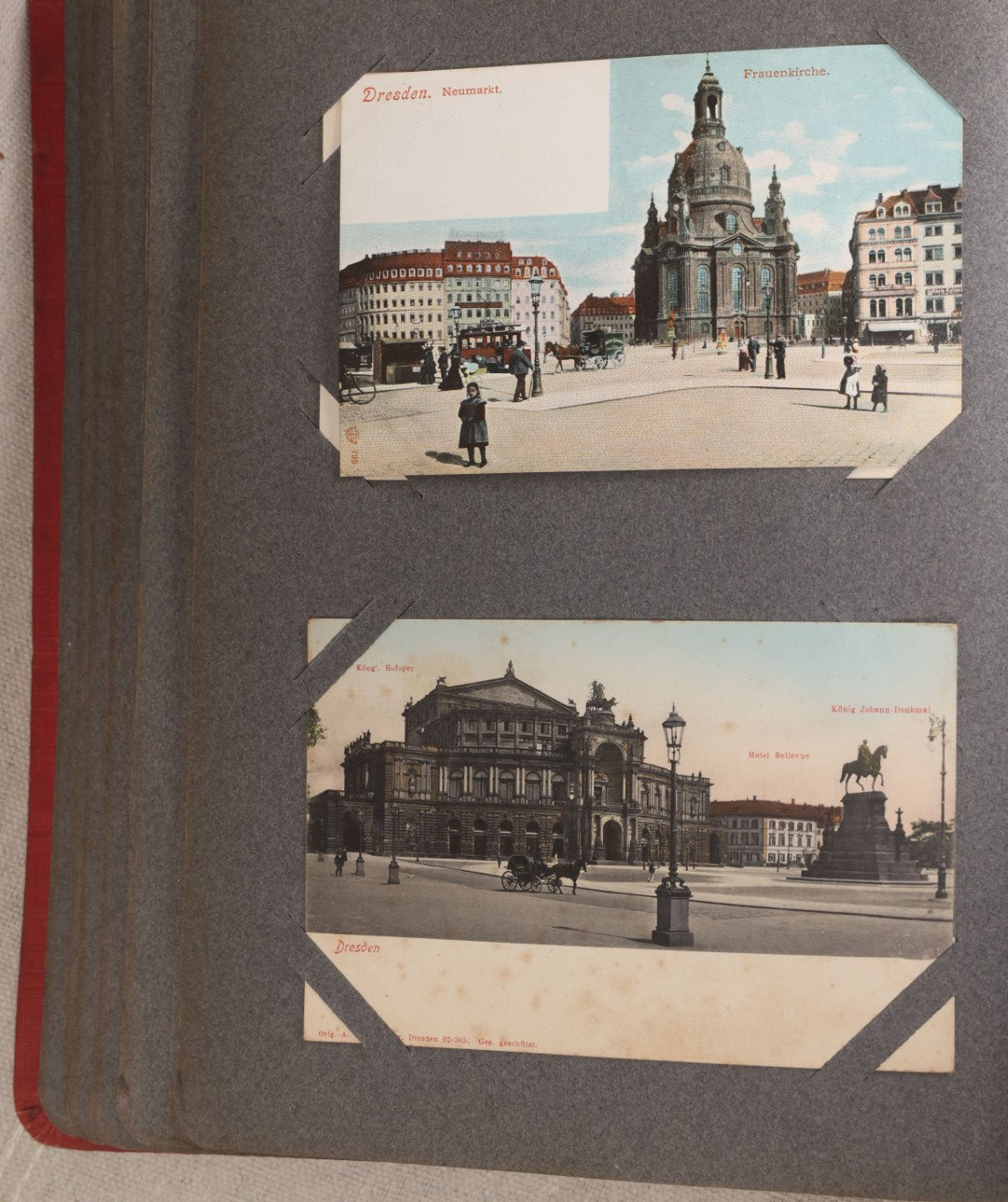 Lot 054 - Antique Postcard Album With Red Cover Containing Approximately 150 Antique And Vintage Postcards, New England, Holidays Including Christmas And Easter, Domestic, And International Subjects