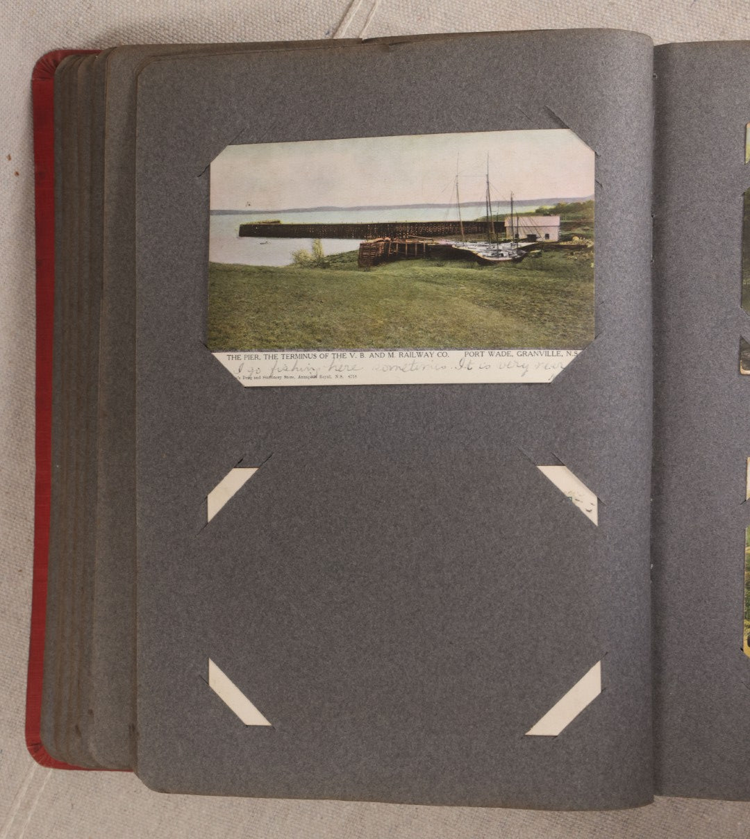Lot 054 - Antique Postcard Album With Red Cover Containing Approximately 150 Antique And Vintage Postcards, New England, Holidays Including Christmas And Easter, Domestic, And International Subjects