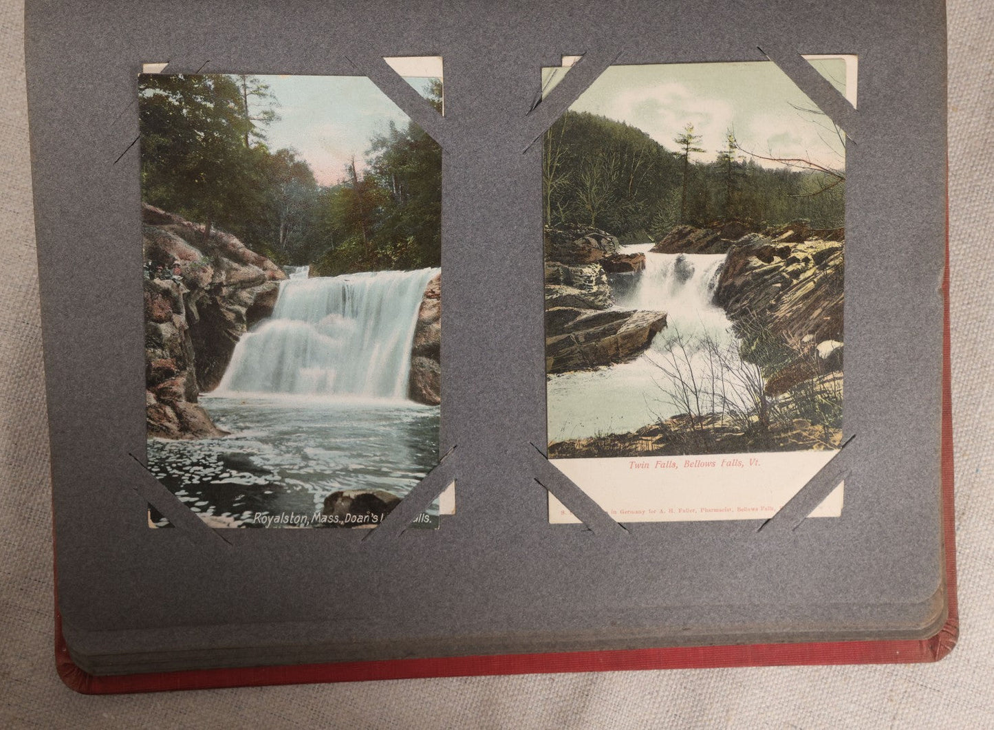 Lot 054 - Antique Postcard Album With Red Cover Containing Approximately 150 Antique And Vintage Postcards, New England, Holidays Including Christmas And Easter, Domestic, And International Subjects