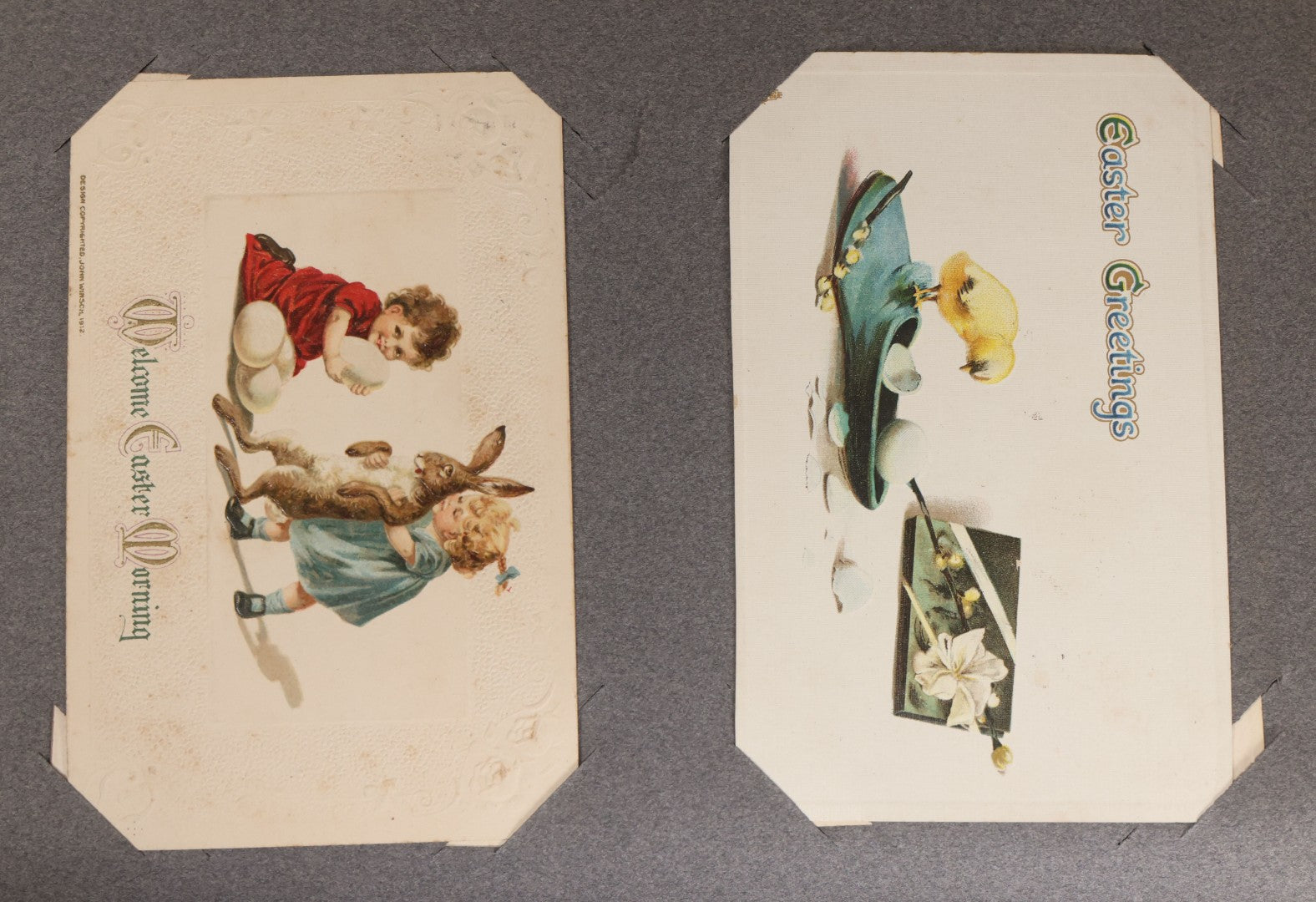 Lot 054 - Antique Postcard Album With Red Cover Containing Approximately 150 Antique And Vintage Postcards, New England, Holidays Including Christmas And Easter, Domestic, And International Subjects