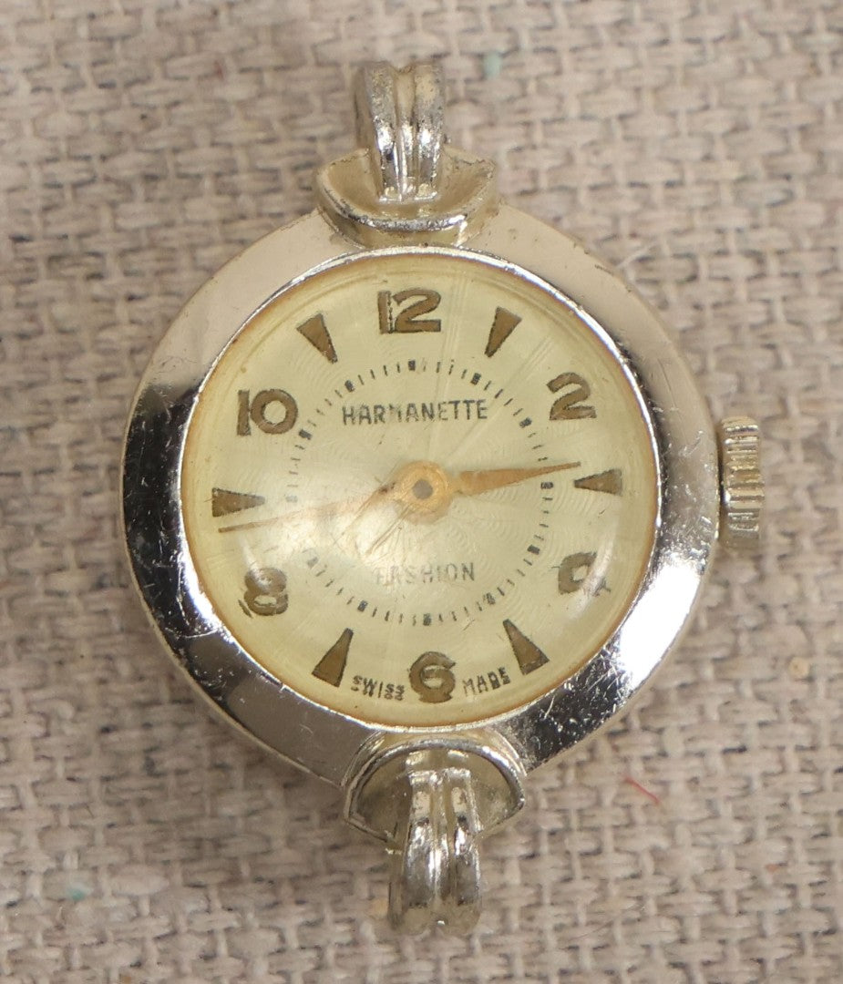 Lot 058 - Grouping Of Nine Vintage Wristwatches For Parts Or Repair Including Besco, Emerson, Rouen, Harmanette, Hanover, Bouquet, And Westclox, Many Swiss Make