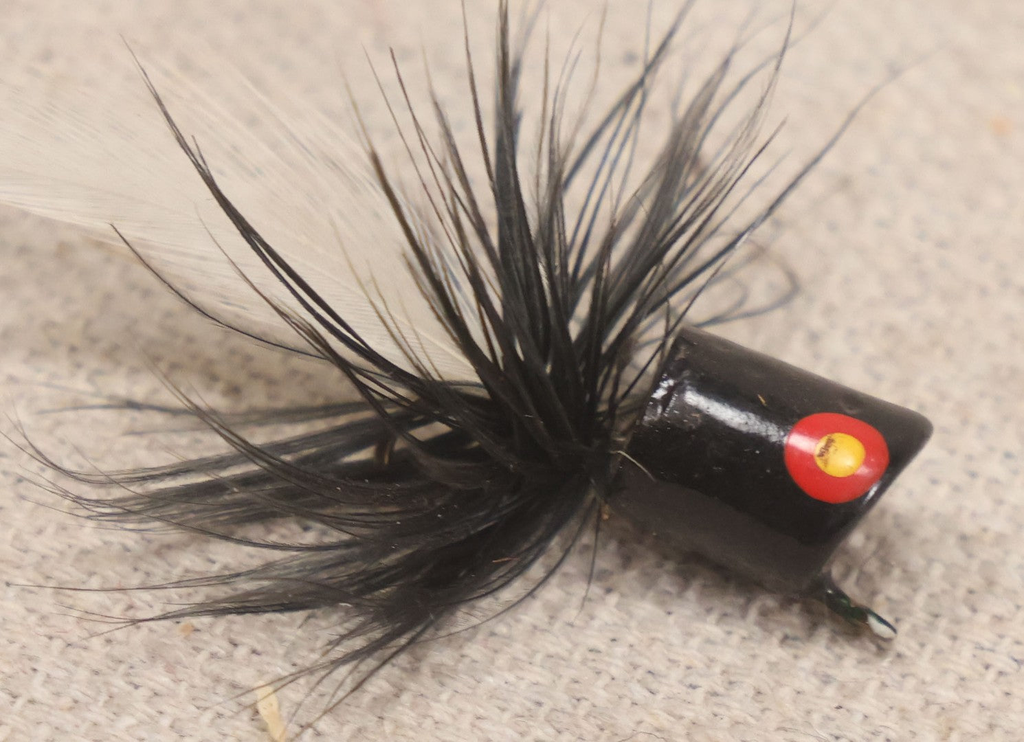 Lot 059 - Grouping Of 12 Vintage Fly Fishing Poppers With Painted Bodies And Feather Tails