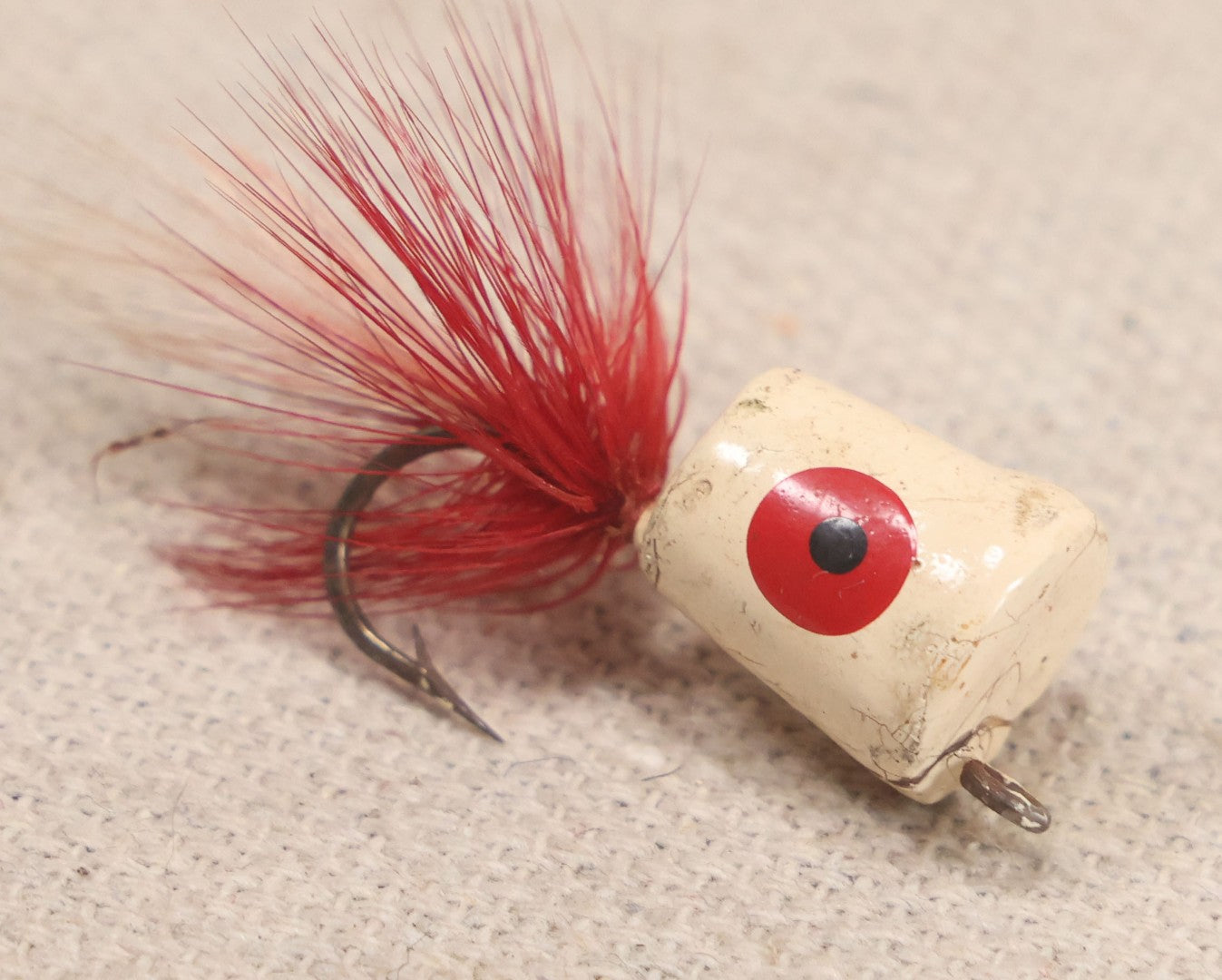 Lot 059 - Grouping Of 12 Vintage Fly Fishing Poppers With Painted Bodies And Feather Tails