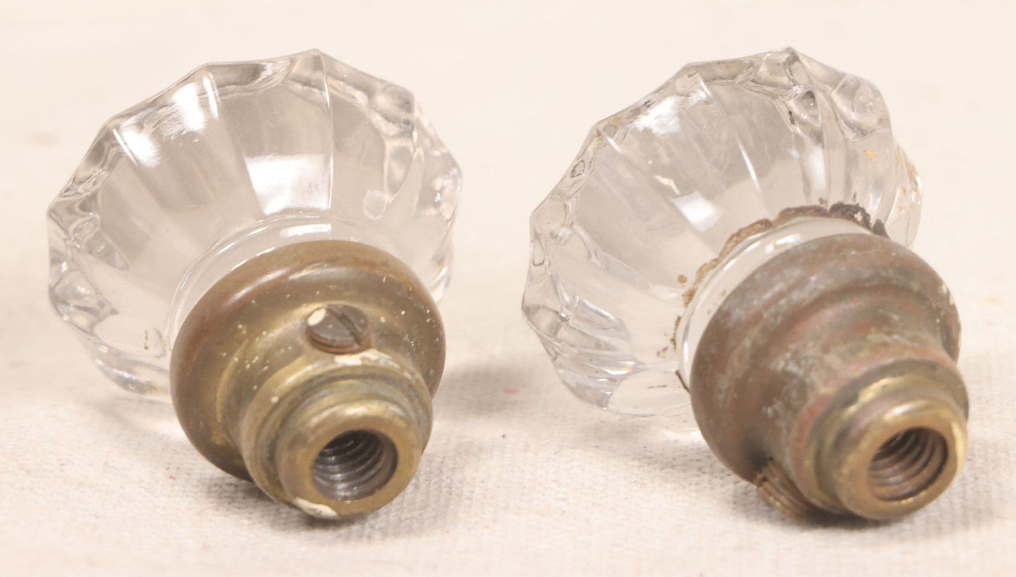 Lot 060 - Grouping Of Five Antique Glass Door Knobs With Mixed Hardware, As Found