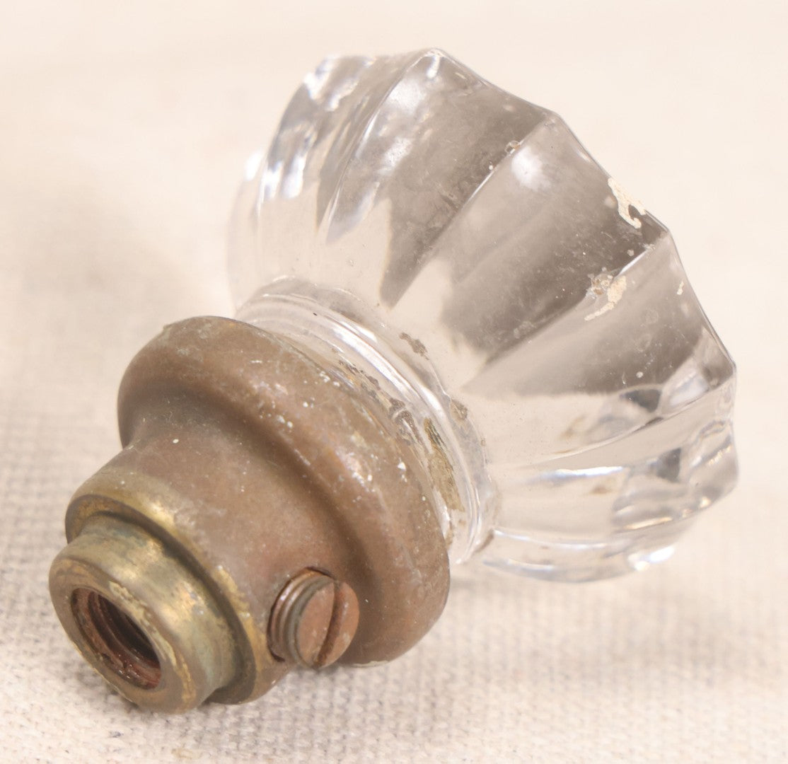 Lot 060 - Grouping Of Five Antique Glass Door Knobs With Mixed Hardware, As Found