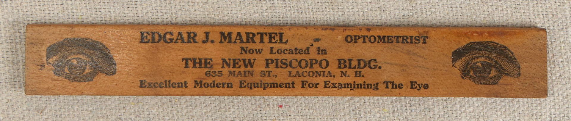Lot 063 - Grouping Of 11 Vintage Advertising Wood And Plastic Rulers Including Edgar J. Martel Optometrist With Eye Graphics, Brown & Saltmarsh, Victor Phosphate Baking Powder, And More