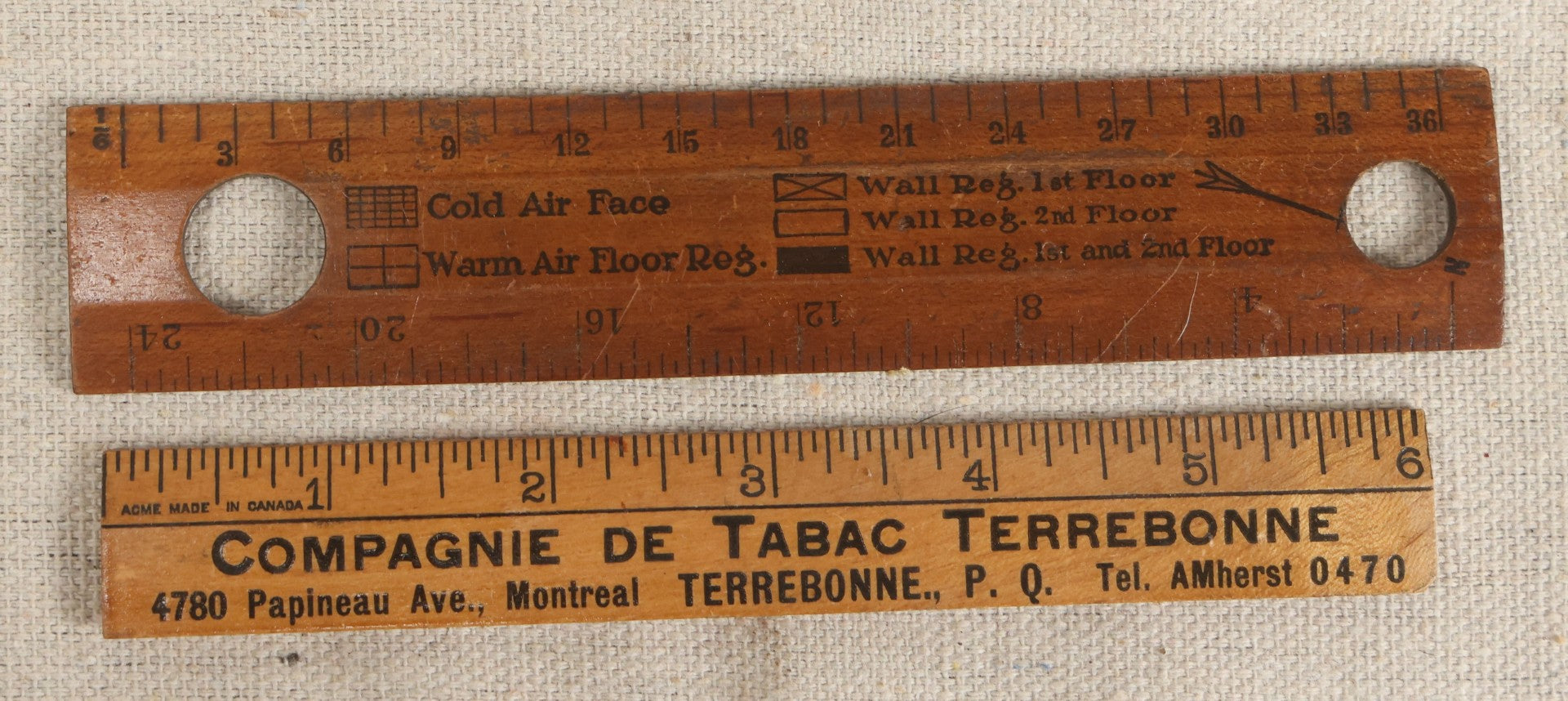 Lot 063 - Grouping Of 11 Vintage Advertising Wood And Plastic Rulers Including Edgar J. Martel Optometrist With Eye Graphics, Brown & Saltmarsh, Victor Phosphate Baking Powder, And More