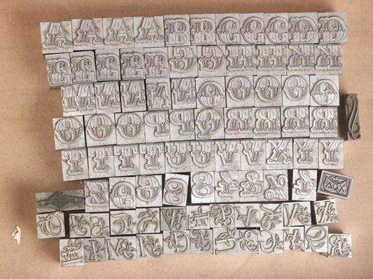Lot 065 - Tray Lot Of Antique Ornamental Letterpress Type Blocks, Decorative Initial Capital Letters And Ornaments