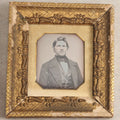 Lot 066 - Antique 1/4th Plate Daguerreotype Photograph, Portrait Of A Young Man In Suit And Cravat, In Frame, 5-1/2" x 6