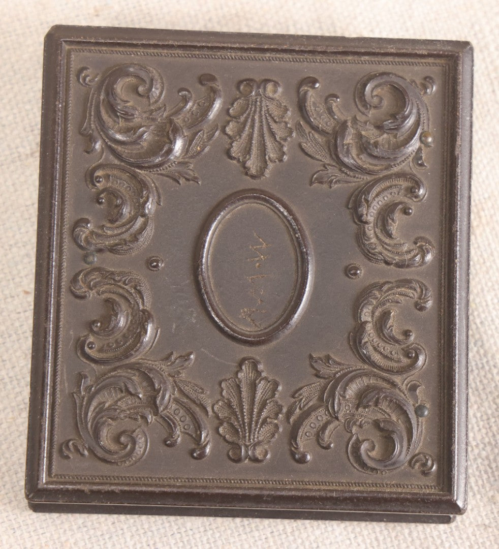 Lot 068 - Pair Of Antique 1/6th Plate Spherotype Ambrotype Photographs By C.L. Howe, Married Couple, In Double Thermoplastic Union Case By A.P. Critchlow & Co.