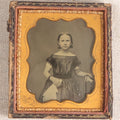 Lot 070 - Antique 1/6th Plate Ambrotype Photograph, Portrait Of A Young Girl In Off-Shoulder Dress, In Half Leatherette Case