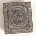Lot 076 - Antique Thermoplastic Union Case With Native American Profile Bust And Star Border Design, Containing A 1/16th Plate Ambrotype Photograph Of A Young Man, Holmes, Booth & Haydens Label