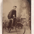 Lot 078 - Antique Tintype Photograph, Portrait Of A Young Man On A Safety Bicycle