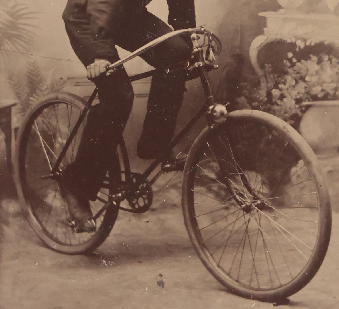 Lot 078 - Antique Tintype Photograph, Portrait Of A Young Man On A Safety Bicycle