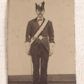 Lot 079 - Antique Tintype Photograph, Full-Length Portrait Of A Man In Knights Templar Masonic Regalia With Plumed Chapeau And Sword