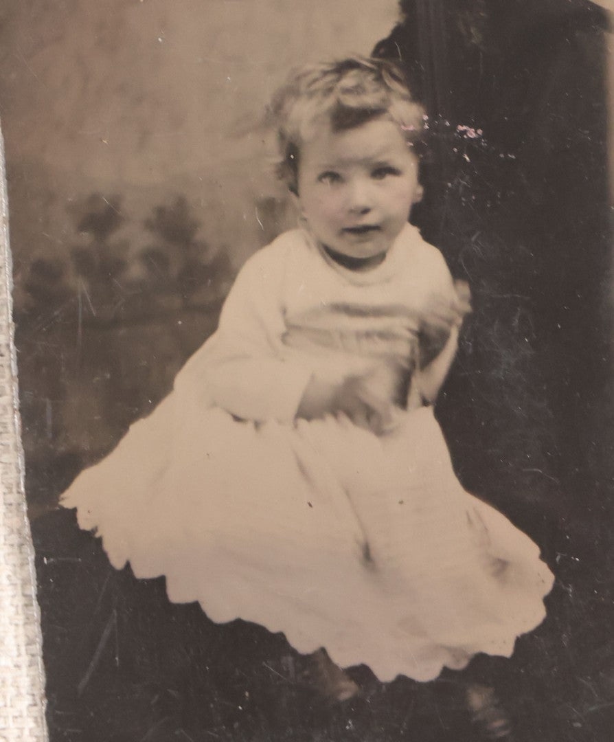 Lot 081 - Antique Tintype Photograph, "Hidden Father" Portrait Of A Toddler In White Dress