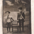 Lot 084 - Antique Tintype Photograph, Portrait Of Two Young Boys With Chair, Dressed In Sailor Suits