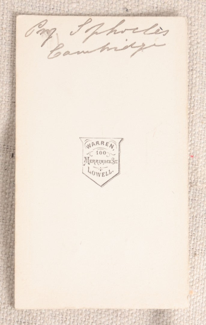 Lot 085 - Antique Carte De Visite C.D.V.. Photograph Of Evangelinus Apostolides Sophocles, Professor Of Greek At Harvard University, Photographed By Warren, Lowell, Massachusetts