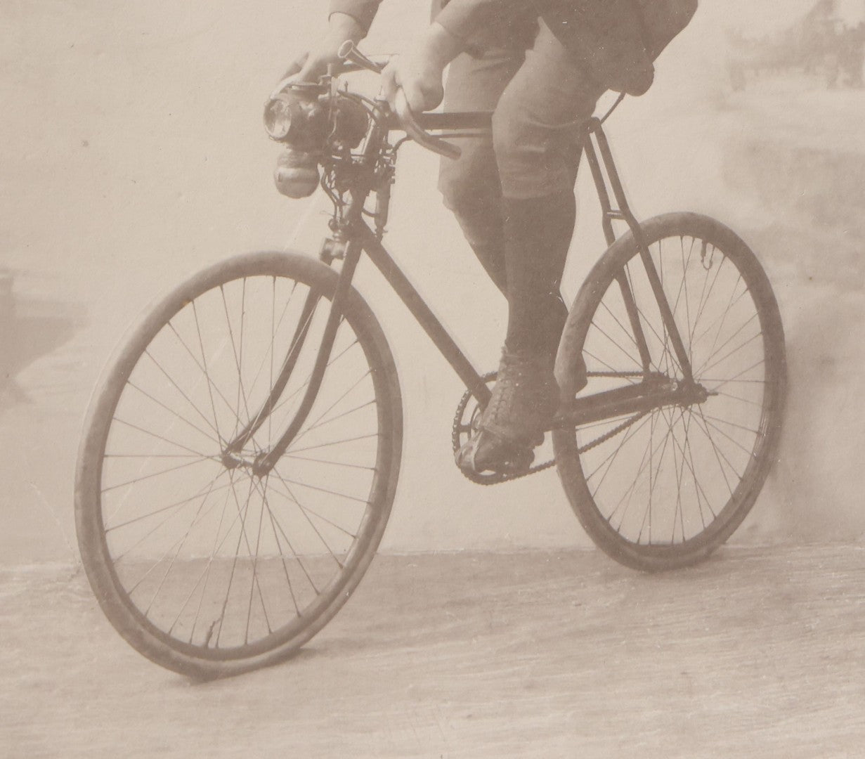 Lot 087 - Antique Cabinet Card Photograph Of A Man On A Bicycle, Photographed By C. G. Obsieger, Nikolsburg