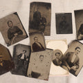 Lot 089 - Grouping Of 11 Antique Tintype Photographs, Portraits Of Men And Women In Various Sizes