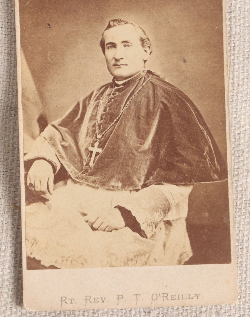 Lot 091 - Grouping Of 17 Antique Carte De Visite C.D.V.. Photographs Including Rt. Rev. P. T. O'Reilly, "Modesty Veiled" By Lombardi, Clergy, And Folk Dress