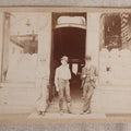 Lot 097 - Antique Cabinet Card Occupational Photograph Of Three Men Standing In A Commercial Storefront Doorway