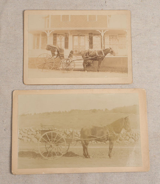 Lot 101 - Pair Of Antique Board-Mounted Photographs Of Horse-Drawn Vehicles, Cabinet Card And Boudoir-Size Card Formats