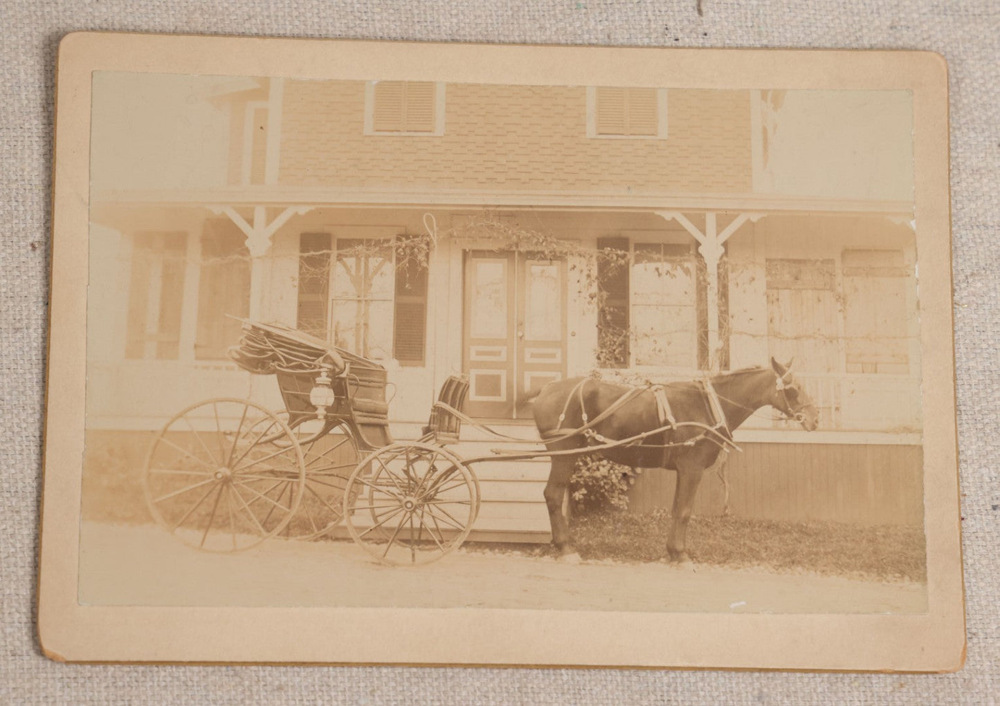 Lot 101 - Pair Of Antique Board-Mounted Photographs Of Horse-Drawn Vehicles, Cabinet Card And Boudoir-Size Card Formats