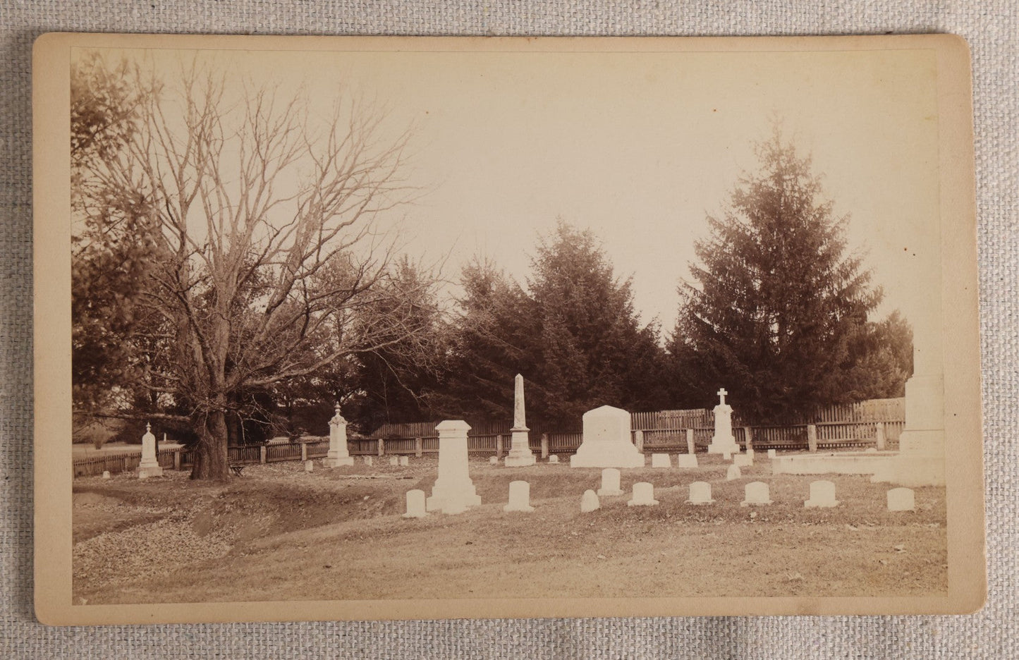 Lot 105 - Antique Boudoir-Size Cabinet Card Photograph Of A Cemetery, Pencil-Noted "Hanover," Possibly New Hampshire Or Massachusetts