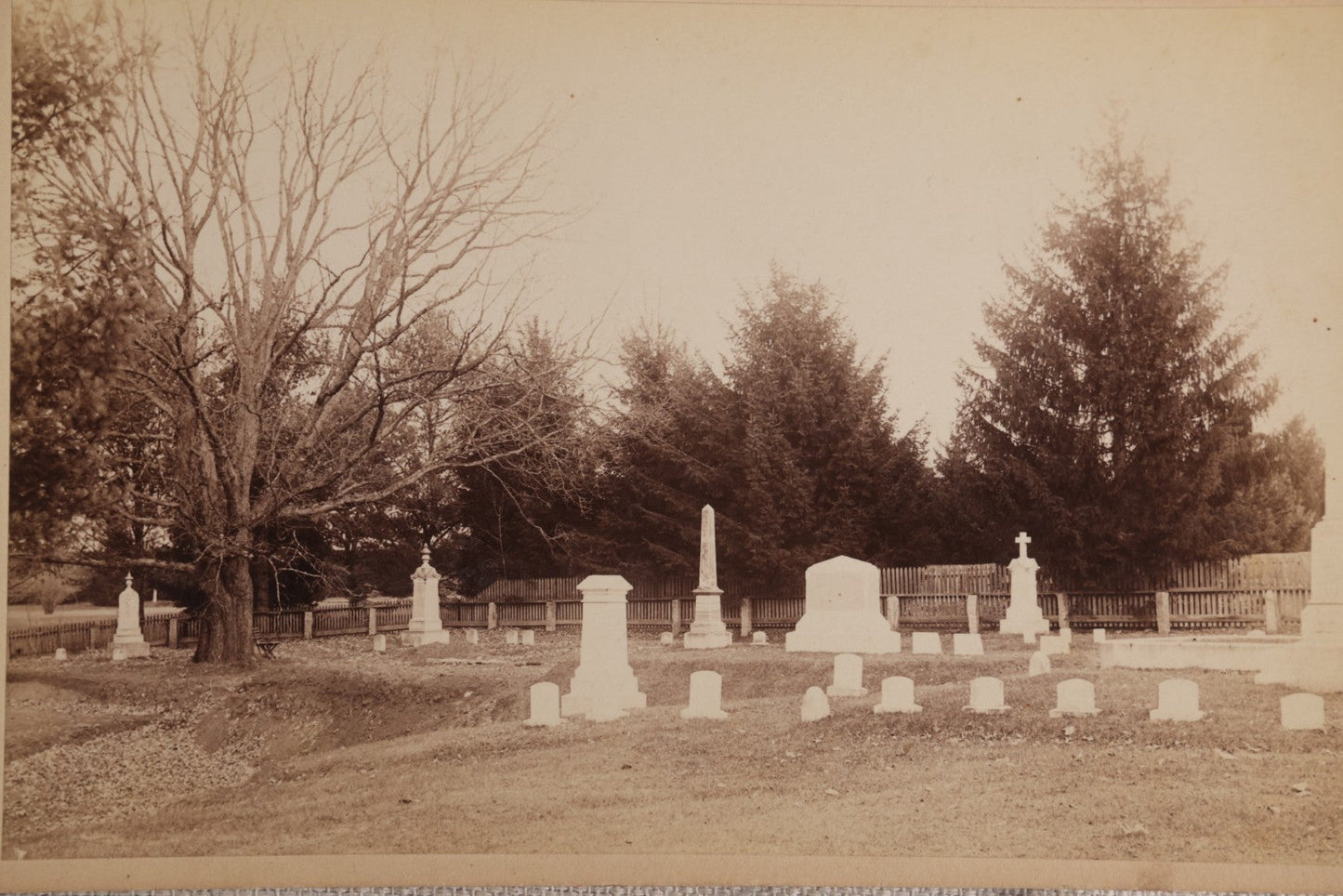 Lot 105 - Antique Boudoir-Size Cabinet Card Photograph Of A Cemetery, Pencil-Noted "Hanover," Possibly New Hampshire Or Massachusetts