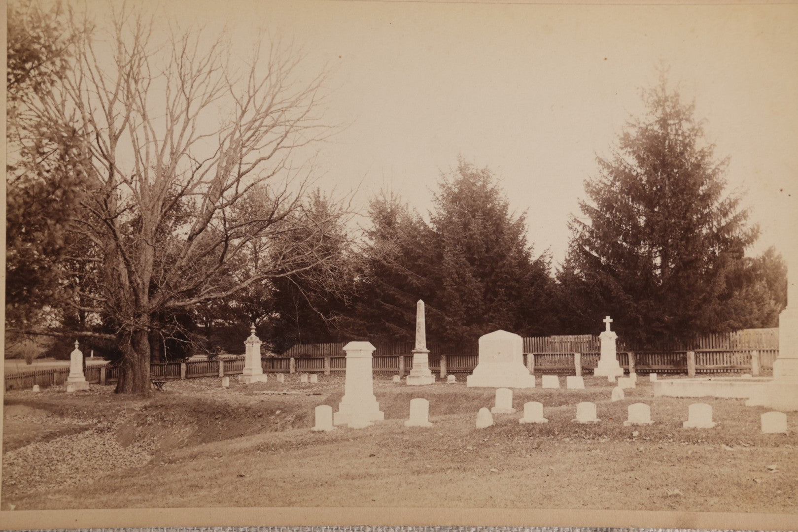 Lot 105 - Antique Boudoir-Size Cabinet Card Photograph Of A Cemetery, Pencil-Noted "Hanover," Possibly New Hampshire Or Massachusetts
