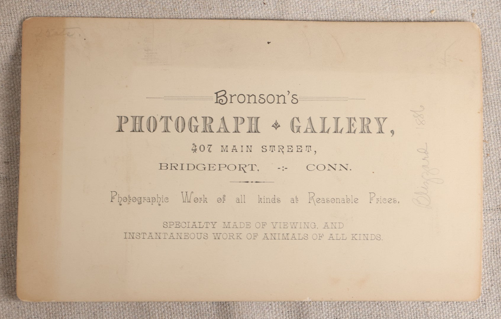 Lot 107 - Pair Of Antique Cabinet Card Photographs Of Bridgeport, Connecticut Streets During The Great Blizzard Of 1888, Including Bank Street, Photographed By Bronson's Photograph Gallery
