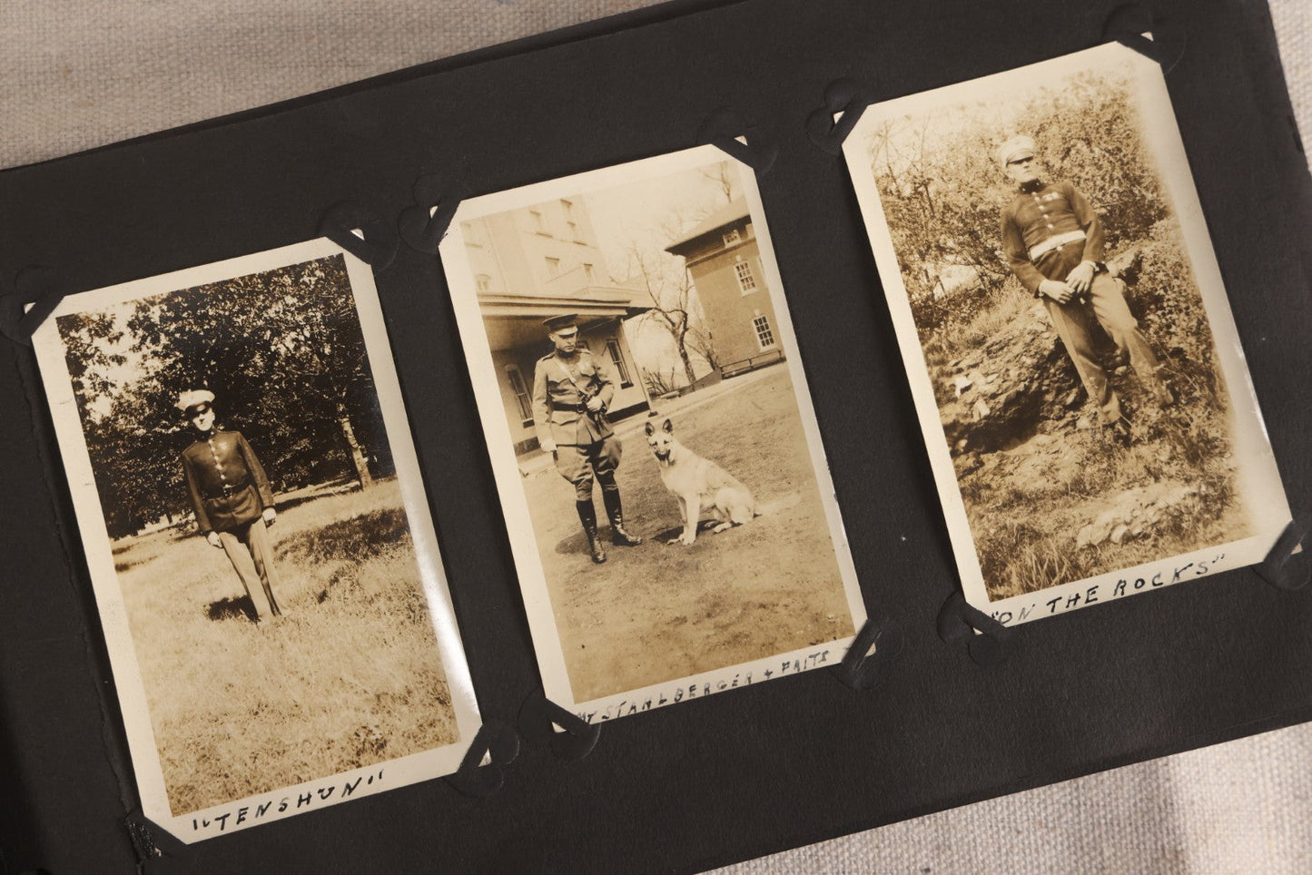 Lot 108 - Antique Snapshot Photo Album Containing 75+ Snapshot Photographs, West Point Military Academy Student And Family, Boxing, Marine Baseball Team, Guard Mount, Thayer Hall, Circa 1924