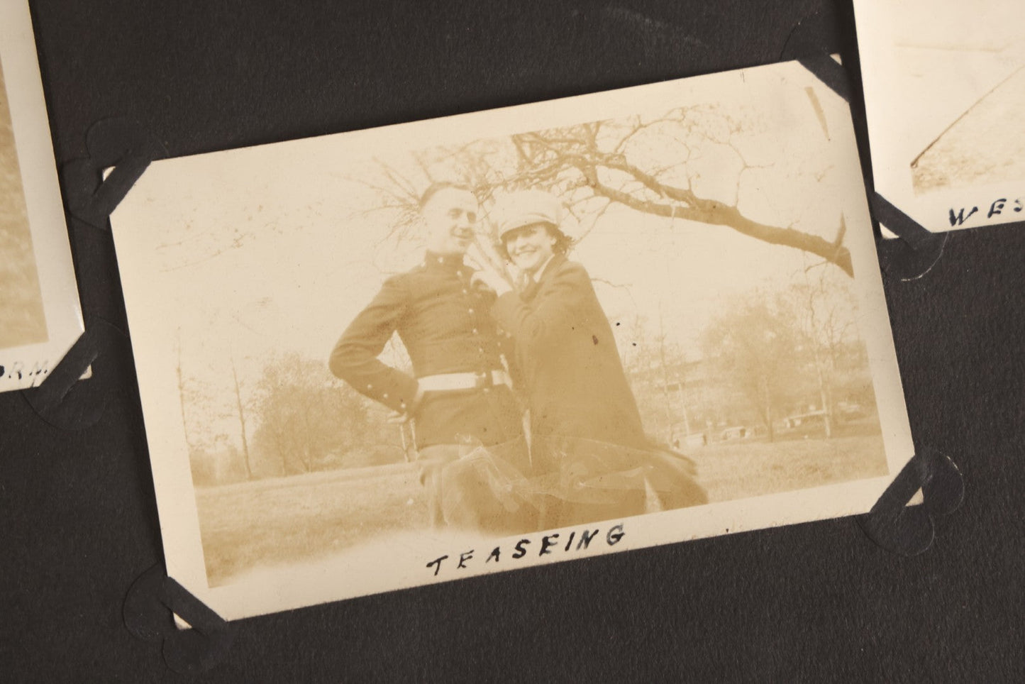 Lot 108 - Antique Snapshot Photo Album Containing 75+ Snapshot Photographs, West Point Military Academy Student And Family, Boxing, Marine Baseball Team, Guard Mount, Thayer Hall, Circa 1924