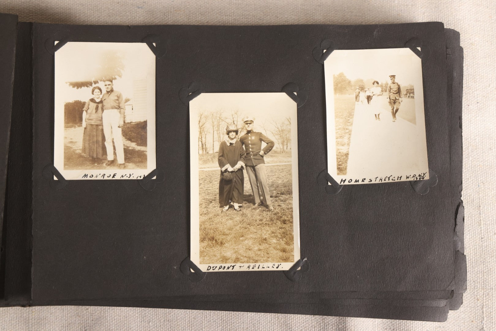 Lot 108 - Antique Snapshot Photo Album Containing 75+ Snapshot Photographs, West Point Military Academy Student And Family, Boxing, Marine Baseball Team, Guard Mount, Thayer Hall, Circa 1924
