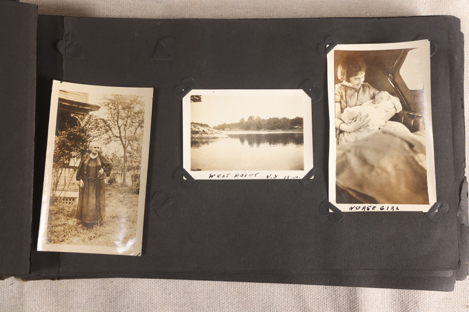 Lot 108 - Antique Snapshot Photo Album Containing 75+ Snapshot Photographs, West Point Military Academy Student And Family, Boxing, Marine Baseball Team, Guard Mount, Thayer Hall, Circa 1924