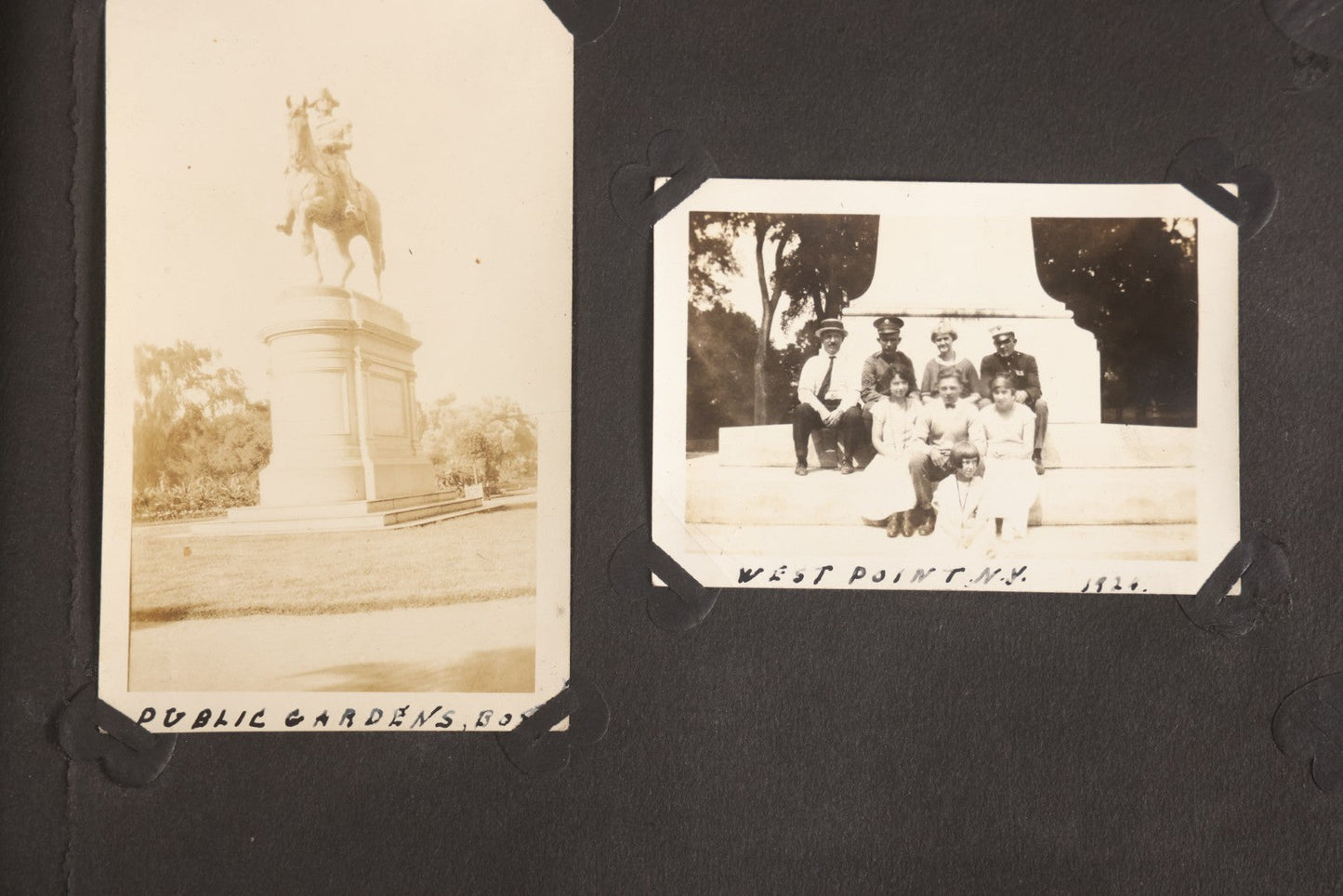 Lot 108 - Antique Snapshot Photo Album Containing 75+ Snapshot Photographs, West Point Military Academy Student And Family, Boxing, Marine Baseball Team, Guard Mount, Thayer Hall, Circa 1924
