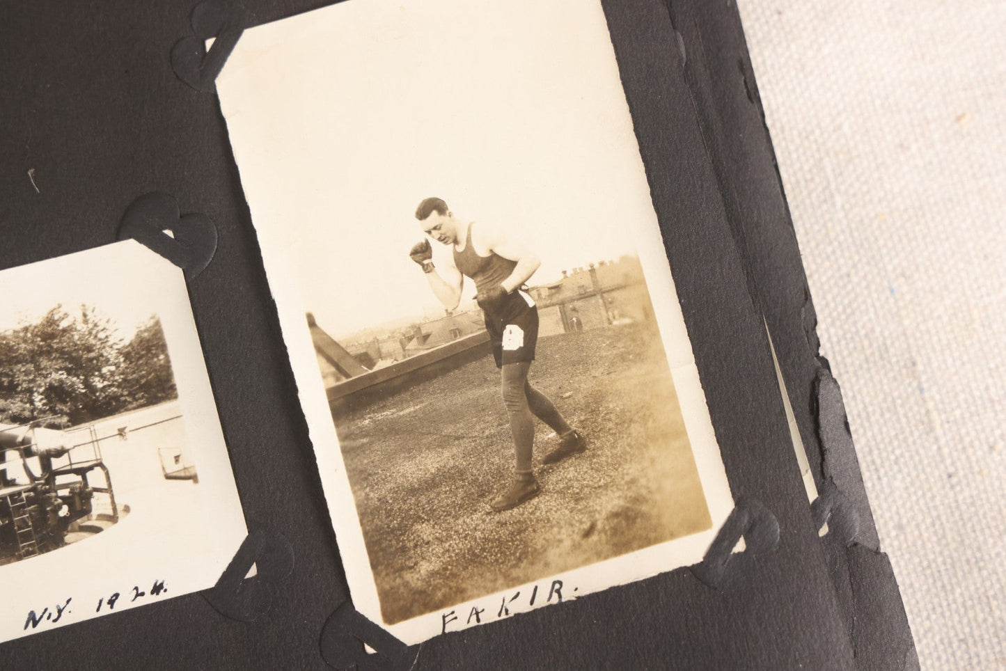 Lot 108 - Antique Snapshot Photo Album Containing 75+ Snapshot Photographs, West Point Military Academy Student And Family, Boxing, Marine Baseball Team, Guard Mount, Thayer Hall, Circa 1924