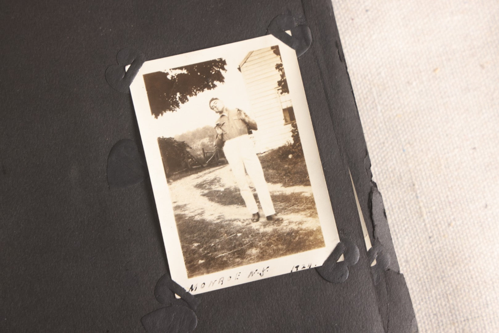 Lot 108 - Antique Snapshot Photo Album Containing 75+ Snapshot Photographs, West Point Military Academy Student And Family, Boxing, Marine Baseball Team, Guard Mount, Thayer Hall, Circa 1924