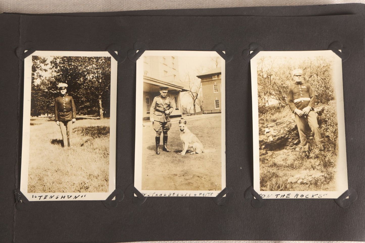 Lot 108 - Antique Snapshot Photo Album Containing 75+ Snapshot Photographs, West Point Military Academy Student And Family, Boxing, Marine Baseball Team, Guard Mount, Thayer Hall, Circa 1924