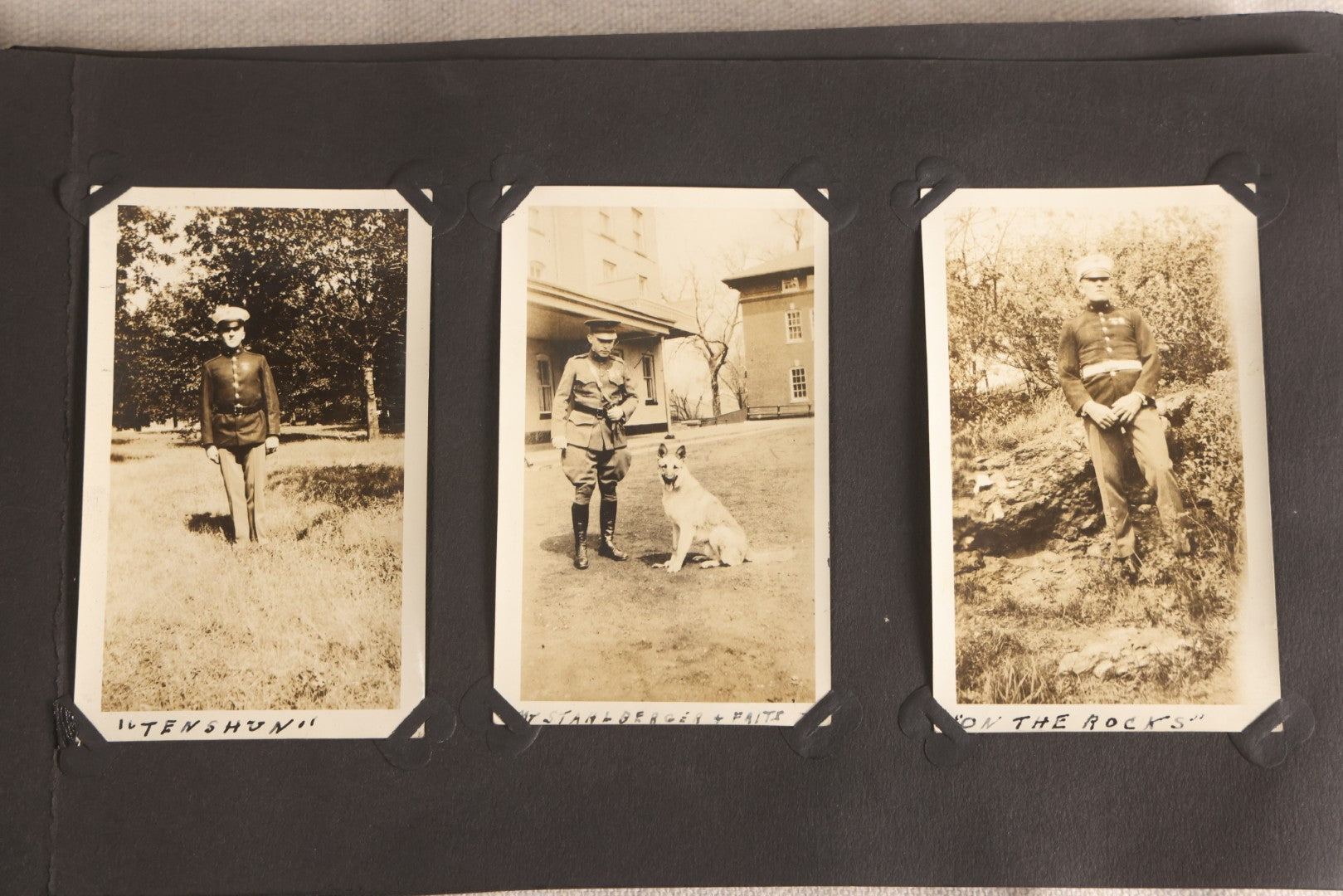 Lot 108 - Antique Snapshot Photo Album Containing 75+ Snapshot Photographs, West Point Military Academy Student And Family, Boxing, Marine Baseball Team, Guard Mount, Thayer Hall, Circa 1924