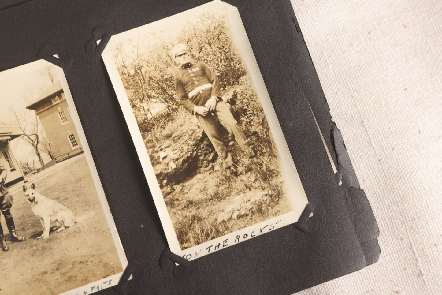 Lot 108 - Antique Snapshot Photo Album Containing 75+ Snapshot Photographs, West Point Military Academy Student And Family, Boxing, Marine Baseball Team, Guard Mount, Thayer Hall, Circa 1924