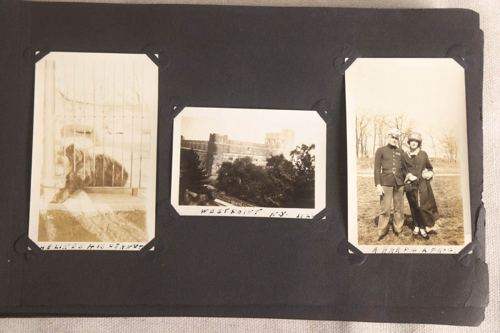 Lot 108 - Antique Snapshot Photo Album Containing 75+ Snapshot Photographs, West Point Military Academy Student And Family, Boxing, Marine Baseball Team, Guard Mount, Thayer Hall, Circa 1924