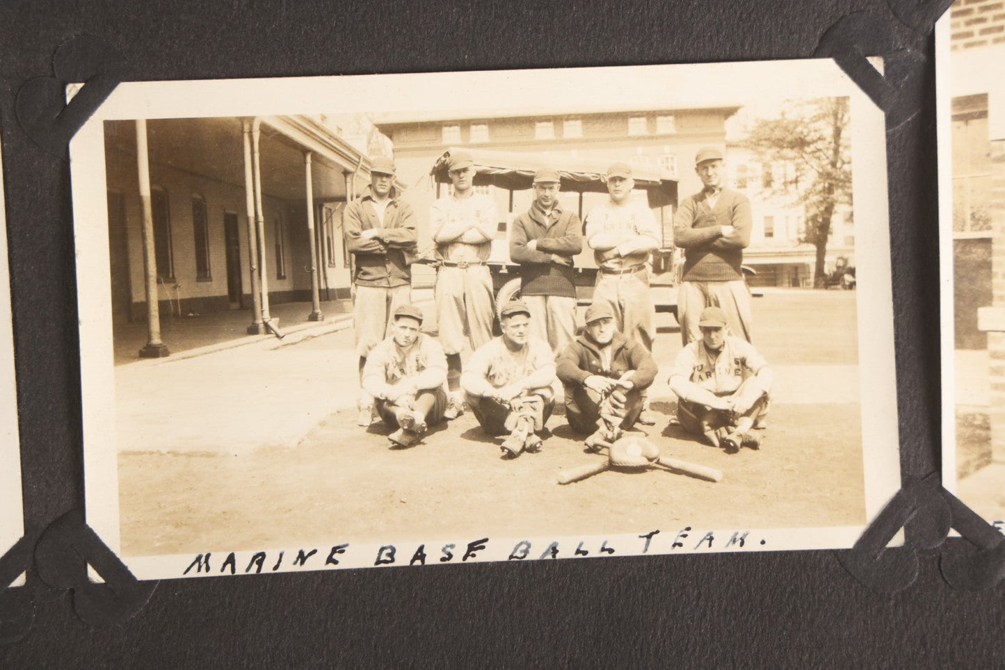 Lot 108 - Antique Snapshot Photo Album Containing 75+ Snapshot Photographs, West Point Military Academy Student And Family, Boxing, Marine Baseball Team, Guard Mount, Thayer Hall, Circa 1924