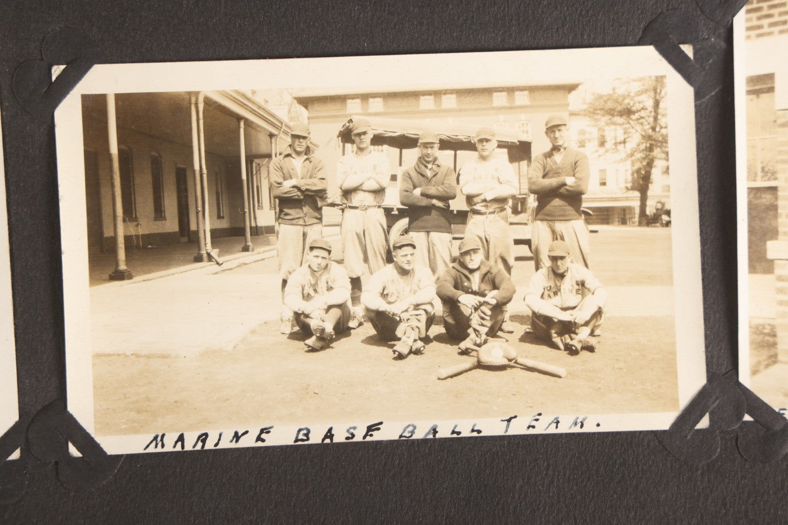 Lot 108 - Antique Snapshot Photo Album Containing 75+ Snapshot Photographs, West Point Military Academy Student And Family, Boxing, Marine Baseball Team, Guard Mount, Thayer Hall, Circa 1924