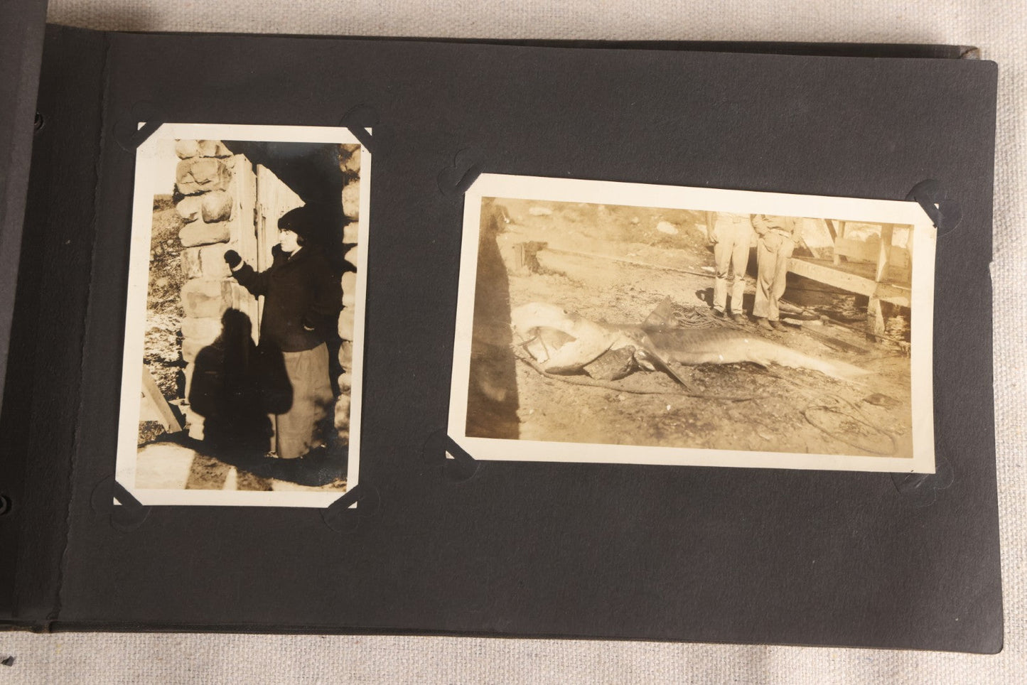 Lot 108 - Antique Snapshot Photo Album Containing 75+ Snapshot Photographs, West Point Military Academy Student And Family, Boxing, Marine Baseball Team, Guard Mount, Thayer Hall, Circa 1924